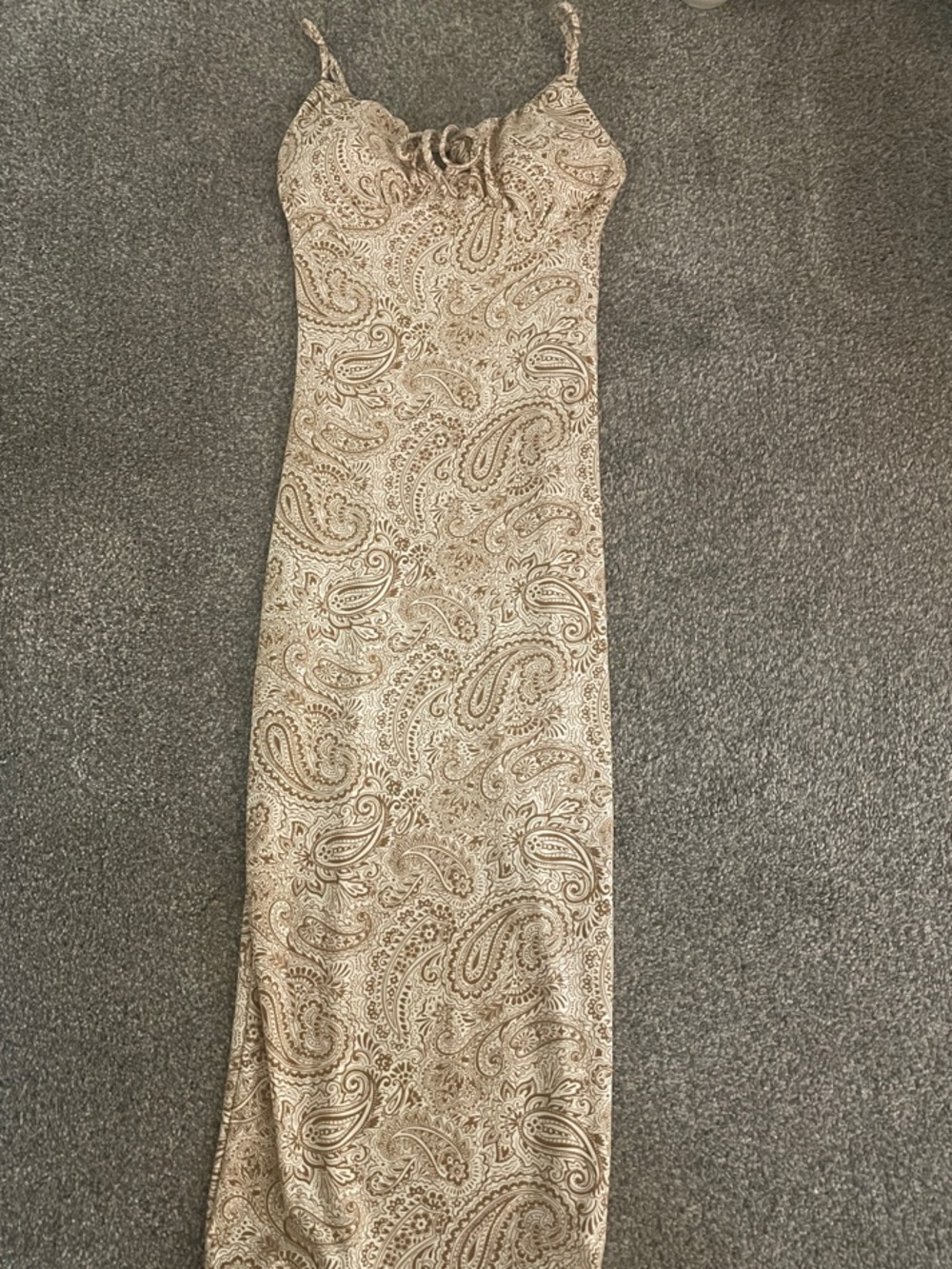No Boundaries Beige Paisley Maxi Slip Dress